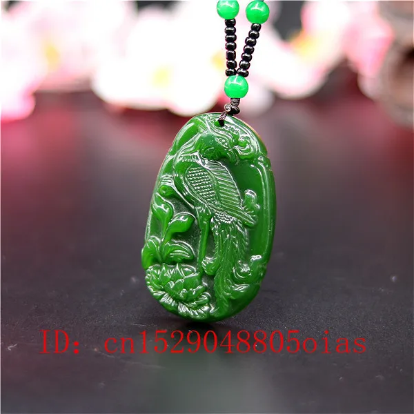 Натуральный зеленый китайский нефритовый Феникс кулон бусы ожерелье модное