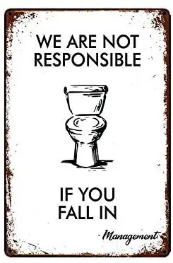 

Warning Bathroom Metal Tin Sign 12x8 Inch Decor Travel
