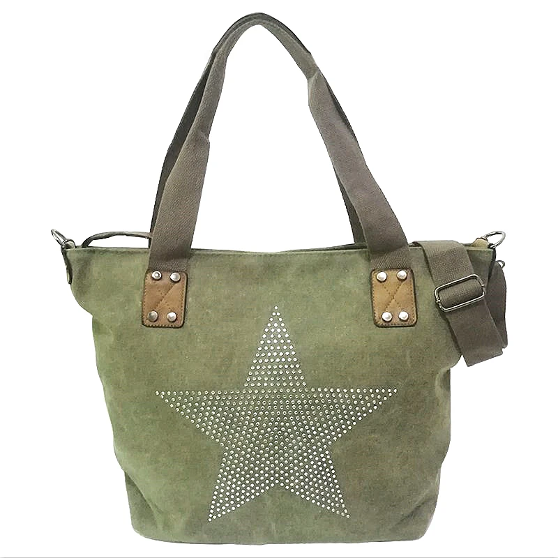 Винтажные холщовые сумки на плечо Meloke с принтом большой звезды