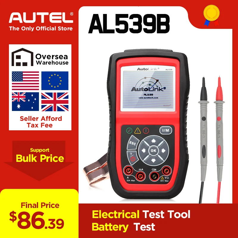 Autel Автоссылка AL539B OBD2 сканер Автомобильный Электрический тестовый инструмент для odb2 диагностический инструмент EOBD OBD 2 автомобильный код считыватель PK al539