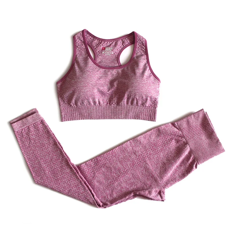 

2020 Women's Yoga Set 2 pieces Seamless Yoga Suit Gym Yoga Clothes Sports Bra + Leggings Running Fitness Skinny Sports Set Suits