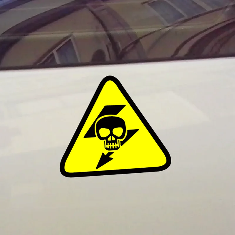 

Pay Attention to Electric Safety Warning Wark Decals Waterproof Reflective Car Stickers 12.5cmx11cm
