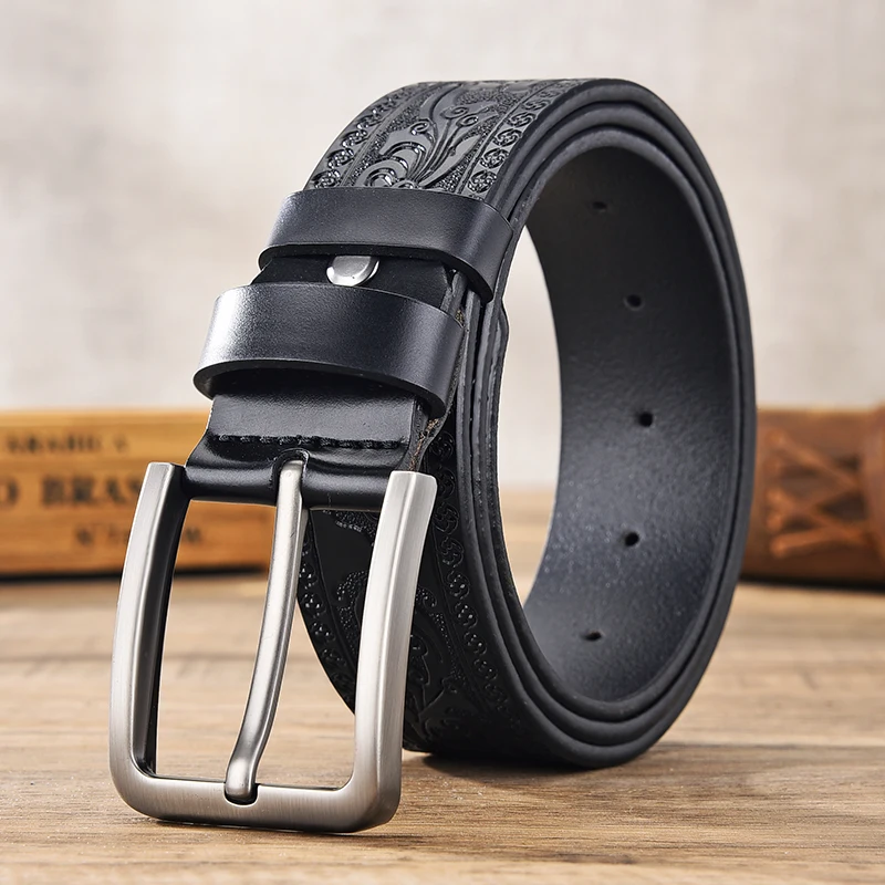 

[LFMB]men leather belt cow genuine leather male genuine leather pin buckle fancy vintage high quality