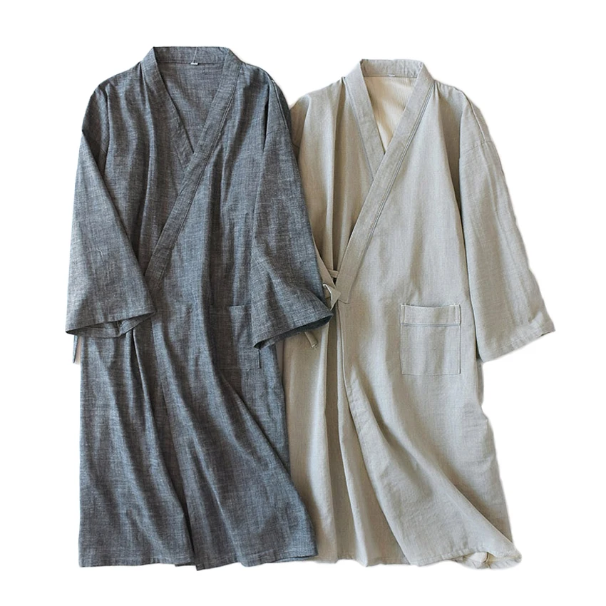 

Traditional Japanese Sleepwear Women Men Cotton Pajamas Soft Comfy Kimono Yukata Pyjamas Robe Loose Style Couple's Clothing