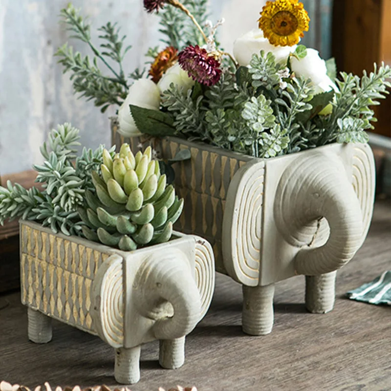 

Cartoon Elephant Shaped Flowerpot Resin Crafts Succulent Bonsai Decoration for Home Garden Courtyard SUB Sale