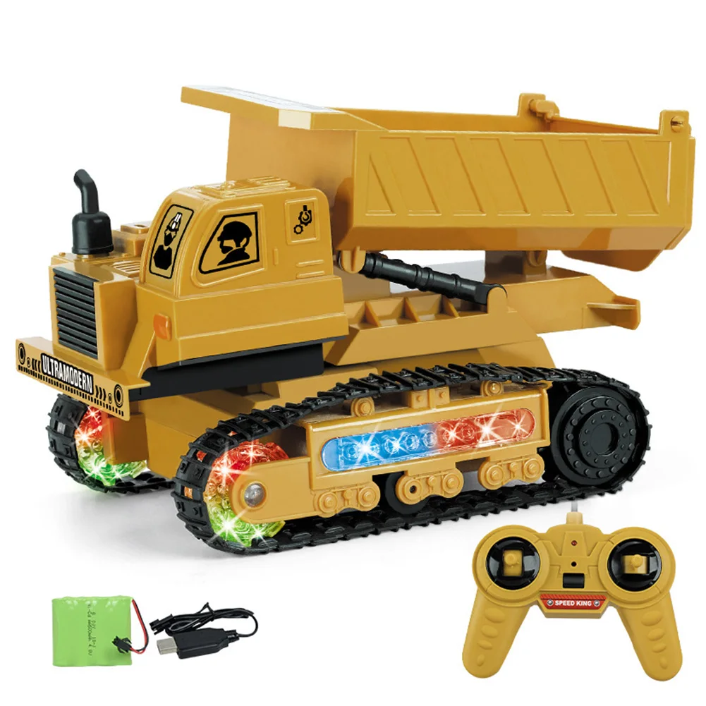Беспроводная модель бульдозера на батарейках подарки для детей музыкальная с