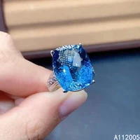 kjjeaxcmy fine boutique jewelry 925 sterling silver inlaid natural gem stones blue topaz adjustable female ring miss woman girl