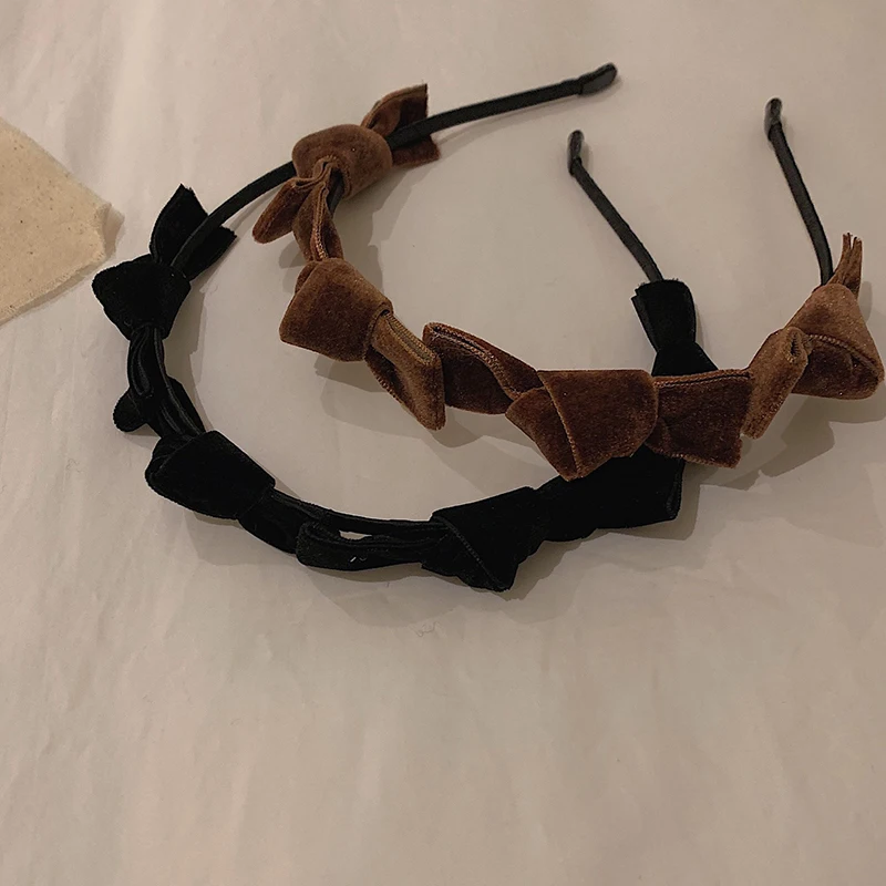 

Korean Velvet Small Bow Bezel Headwear Women Headband Girls Kawaii Hair Bands Wide Hairband Hoop For Party Hair Accessories