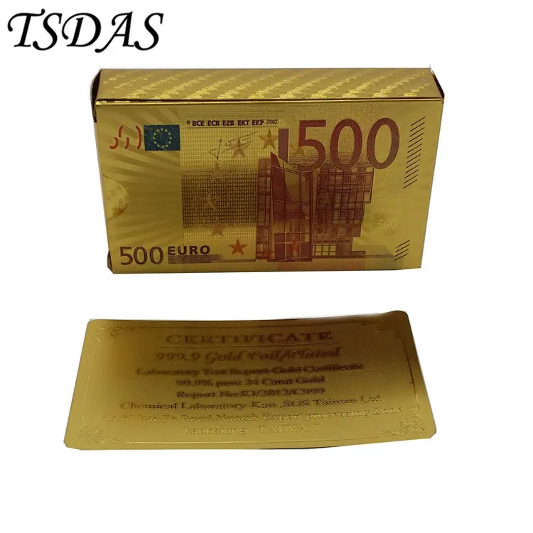 Хорошее 500 евро Золотая Цветной Игральные карты оптовая продажа 54 шт./компл.