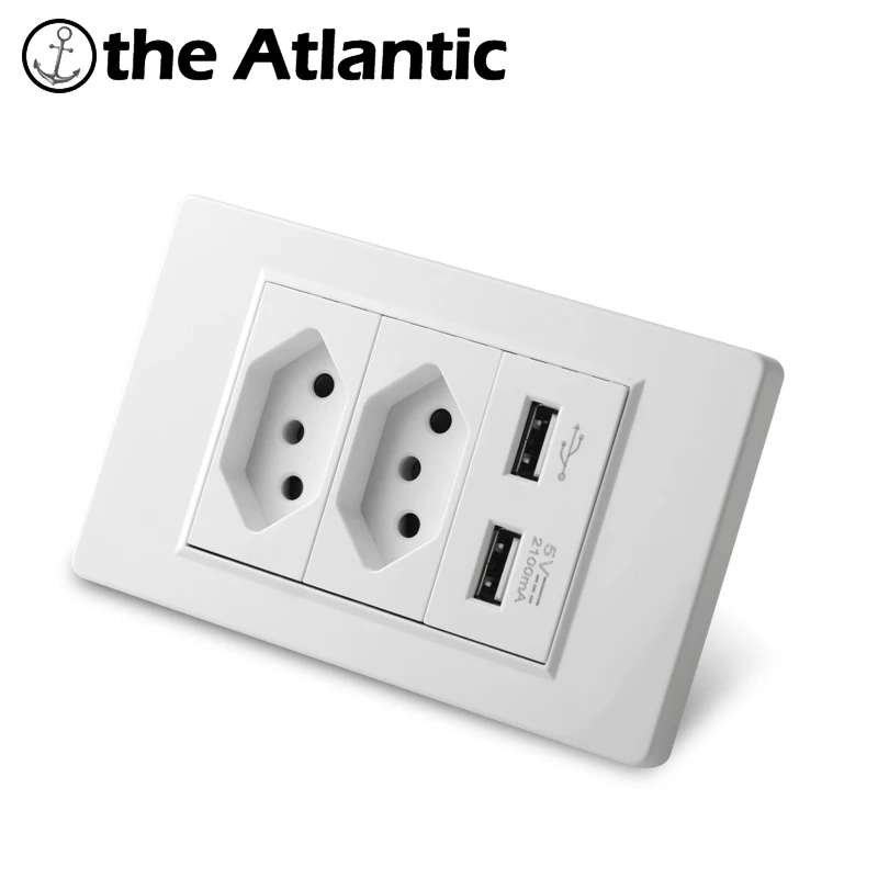 Бесплатная доставка в Бразилию розетка с двойным USB пластиковая белая