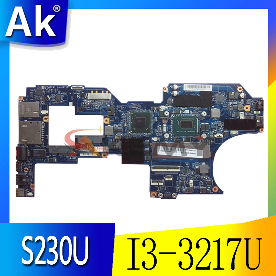 

Akemy For Lenovo Thinkpad S230U Laptop Motherboard Twist 12.5 inch SR0N9 I3-3217U 4GB QIPA1 LA-8671P 04X0722 Main Board