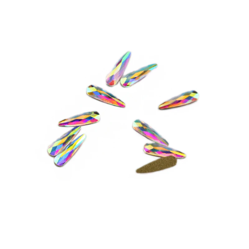 Raindrop 10x3mm 30pcs Golden Back AB Color Flatbacks No-Hotfix Rhinestones CRYSTAL Nail Art Crystal Flat Back Rhinestones For Nails - Цвет: Raindrop 10x3mm