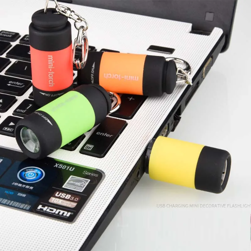 Портативная перезаряжаемая светодиодсветильник мини-Вспышка брелок