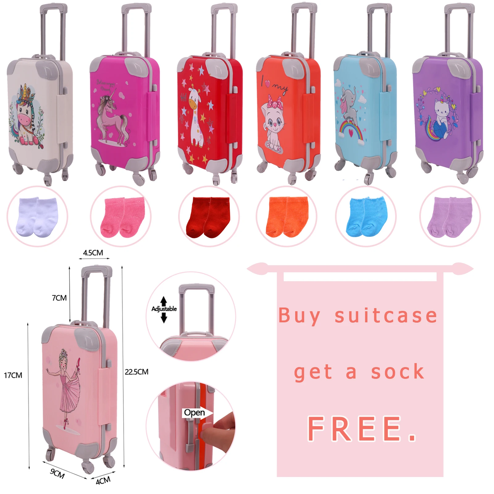 

Аксессуары для кукол 18 дюймов, пластиковый чемодан с принтом единорога и котенка для одежды куклы-младенца 43 см, игрушки для девочек «сделай...