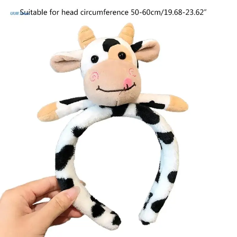 

Cartoon Plush Headband Animal Pattern 3D Simulated Little Cow Hairband Fluffy Hair Hoop Halloween Christmas Props