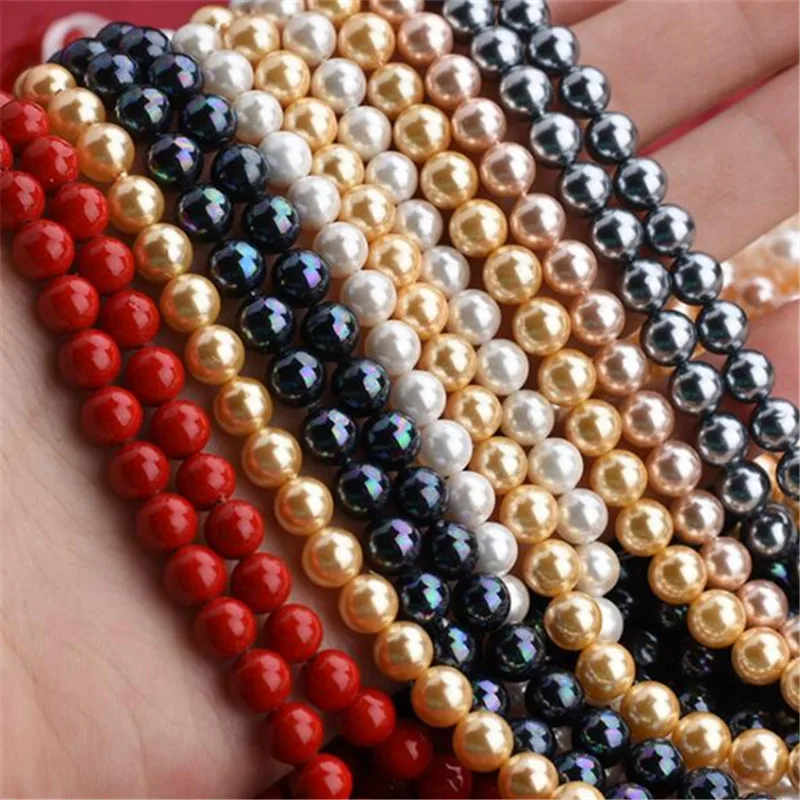 6/8/10/12mm Shell Mixed color Pearl Beads Suitable For Making Necklace Bracelets Various DIY High Quality Jewelry Delicate | Украшения и