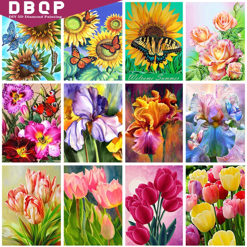 

5D DIY Diamond Painting Flower Cross Stitch Kit Mosaic Diamond Embroidery Sunflower Narcissus Round Drill Home Decoration