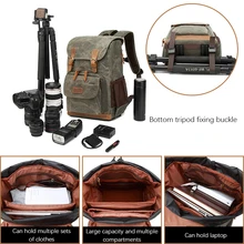 Retro Batik Waterproof Canvas Large Capacity Camera Video Backpack Travel Casual Mens DSLR Photography Shoulders Bag Tripod Case