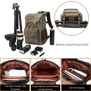 retro batik waterproof canvas large capacity camera video backpack travel casual mens dslr photography shoulders bag tripod case free global shipping