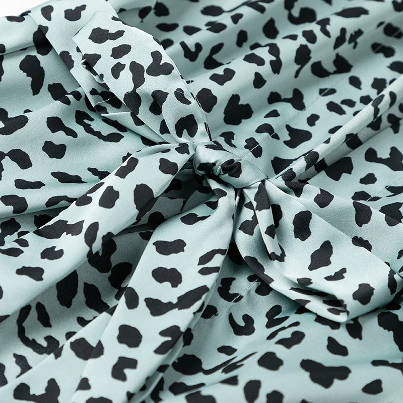 

Spring Summer New Bathrobe Women Kimono Gown Satin Pajamas Sets 4PCS Sleepwear Casual Pyjamas Intimate Lingerie Leopard Homewear