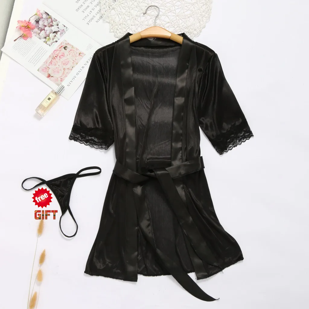 Стильное Сексуальное Женское кружевное шелковое белье халат женское нижнее