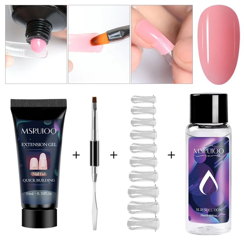 Набор для наращивания ногтей MSRUIOO 10 мл цвет: розовый белый прозрачный Кристальный