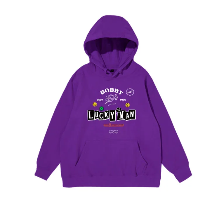 Новинка худи с принтом lucky man от Kpop ikon Bob модный флисовый/тонкий пуловер в стиле