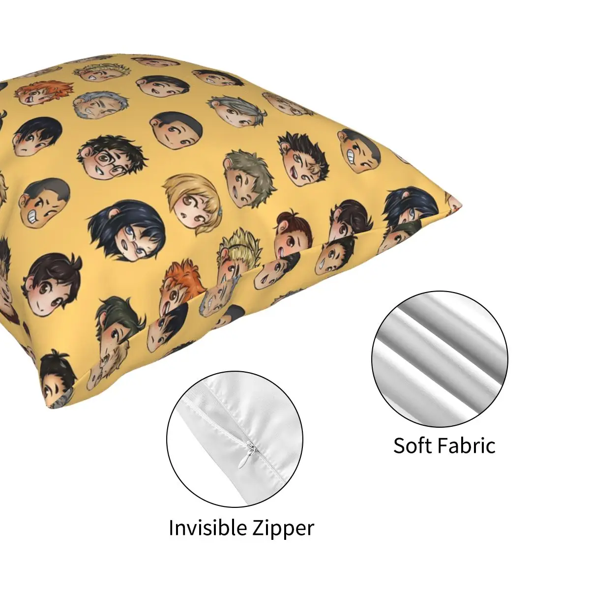 

Haikyuu Karasuno Chibis Square Pillowcase Polyester Printed Decorative Throw Pillow Case for Bed Cushion Cover