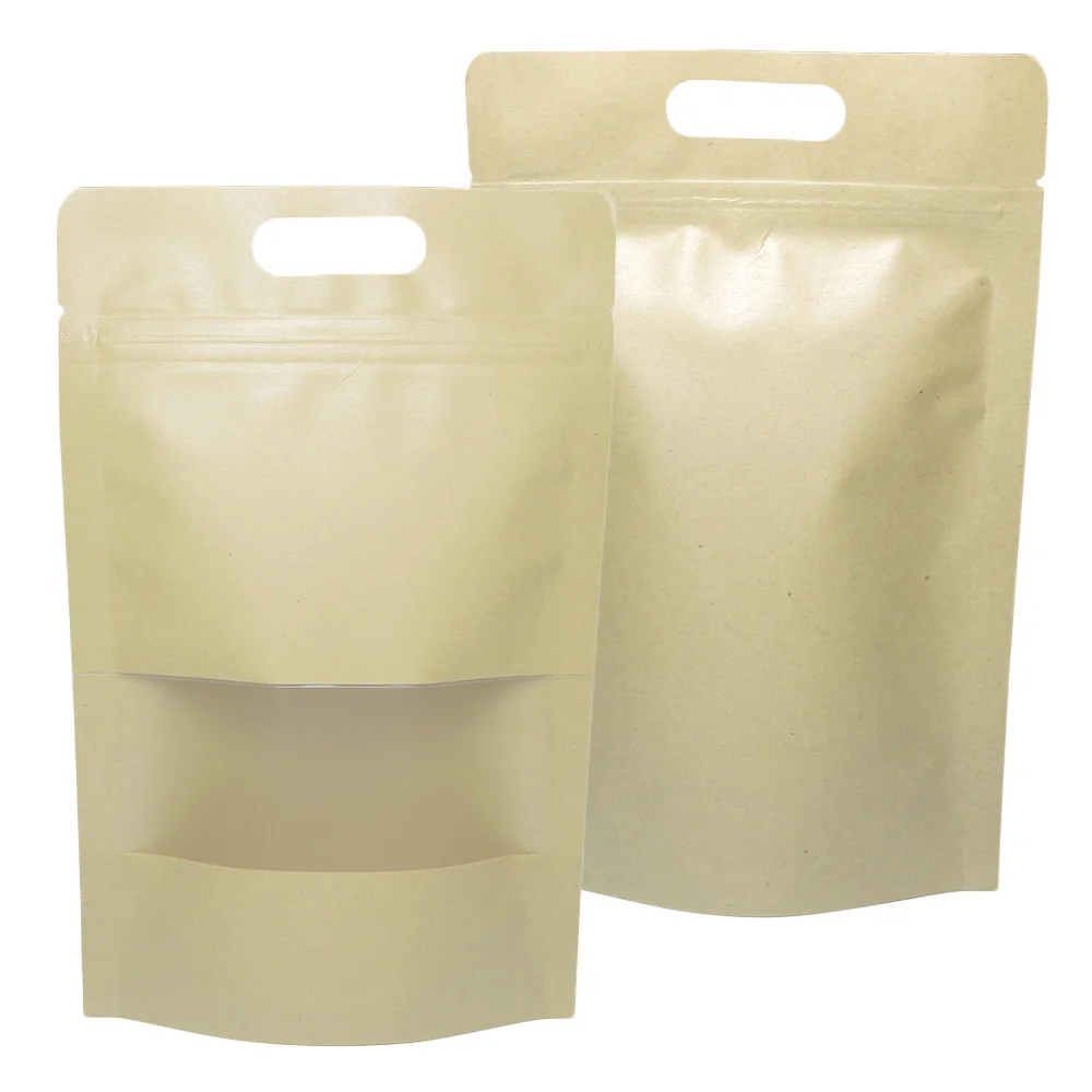 Экологически чистые пакеты Ziplock для хранения крафт бумаги закусок устойчивые