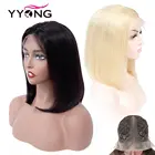 YYong T-Part парик из натуральных человеческих волос естественного цветасветлые 613 человеческие волосы прямые волосы боб парик на сетке с естественной линией волос