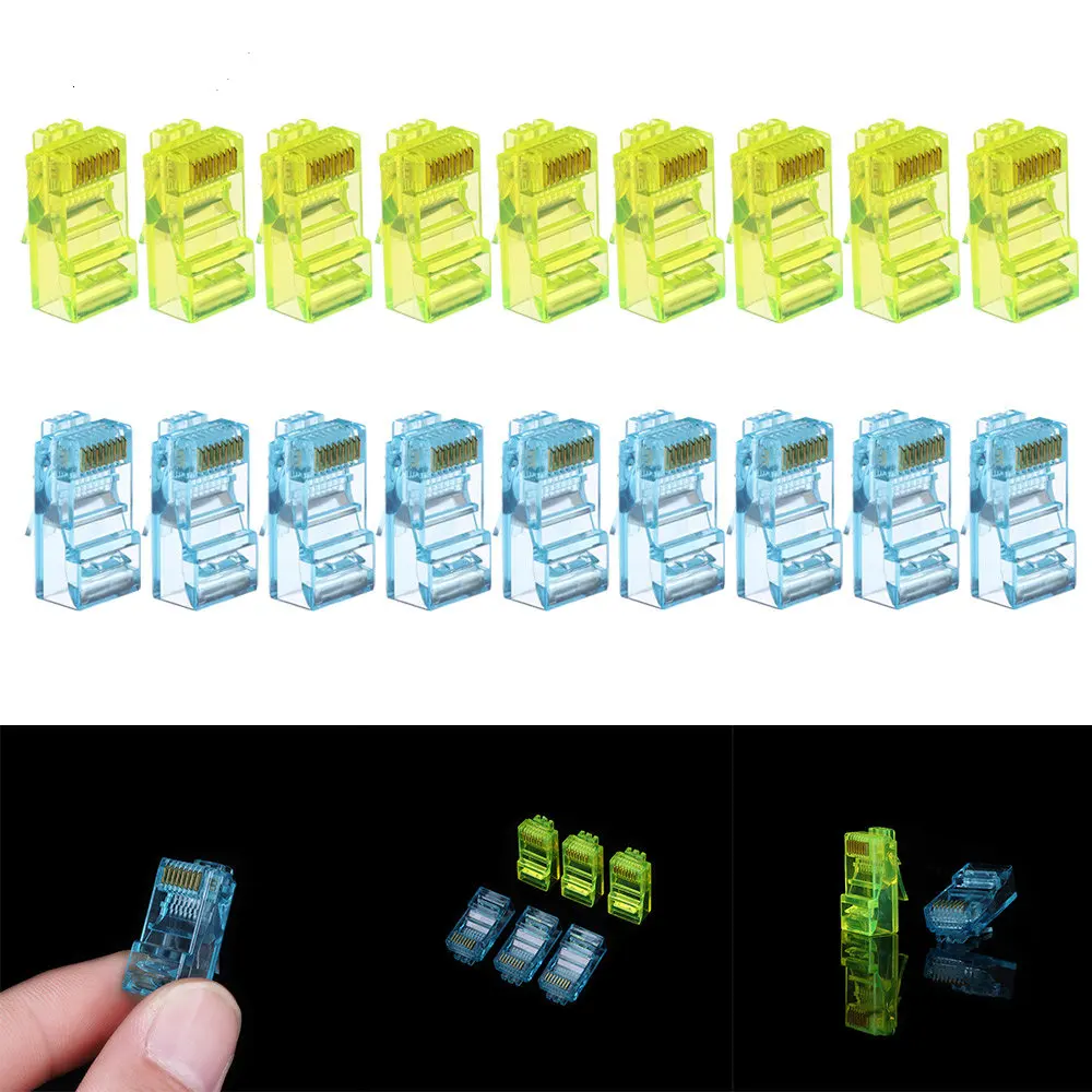 10 шт. случайный цвет позолоченный все медные Ethernet кабельный модуль разъем