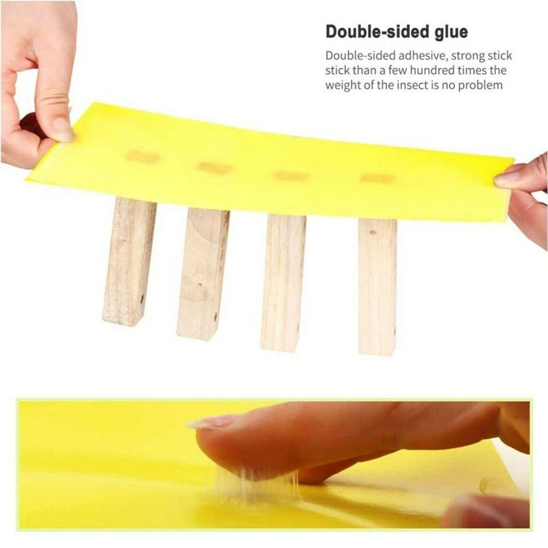 

100Pcs Sticky Fly Trap Paper Yellow Traps Fruit Flies Insect Glue Catcher Dual-Sided 20X15cm