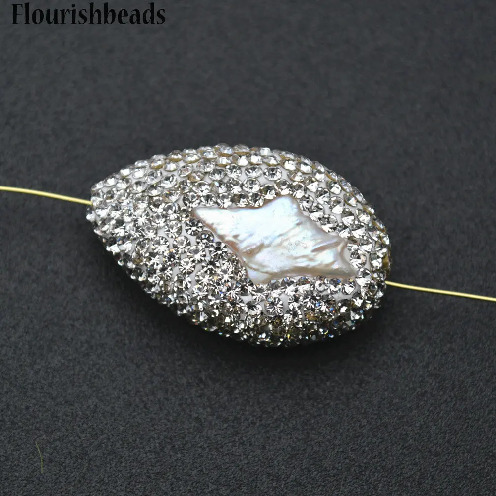 Бусины Из Натурального пресноводного жемчуга в форме Самородка Овальные Плоские