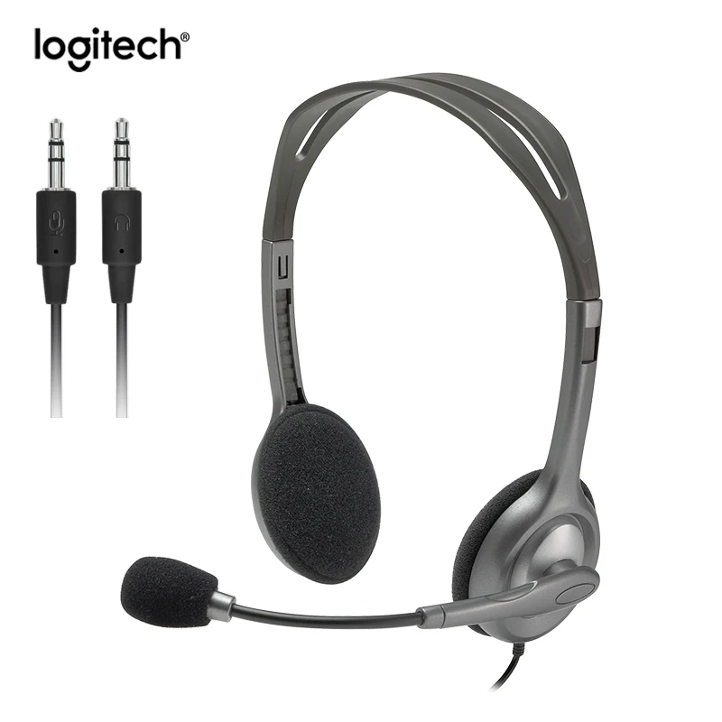 Оригинальная стереогарнитура Logitech H110 с микрофоном проводные наушники 3 5 мм