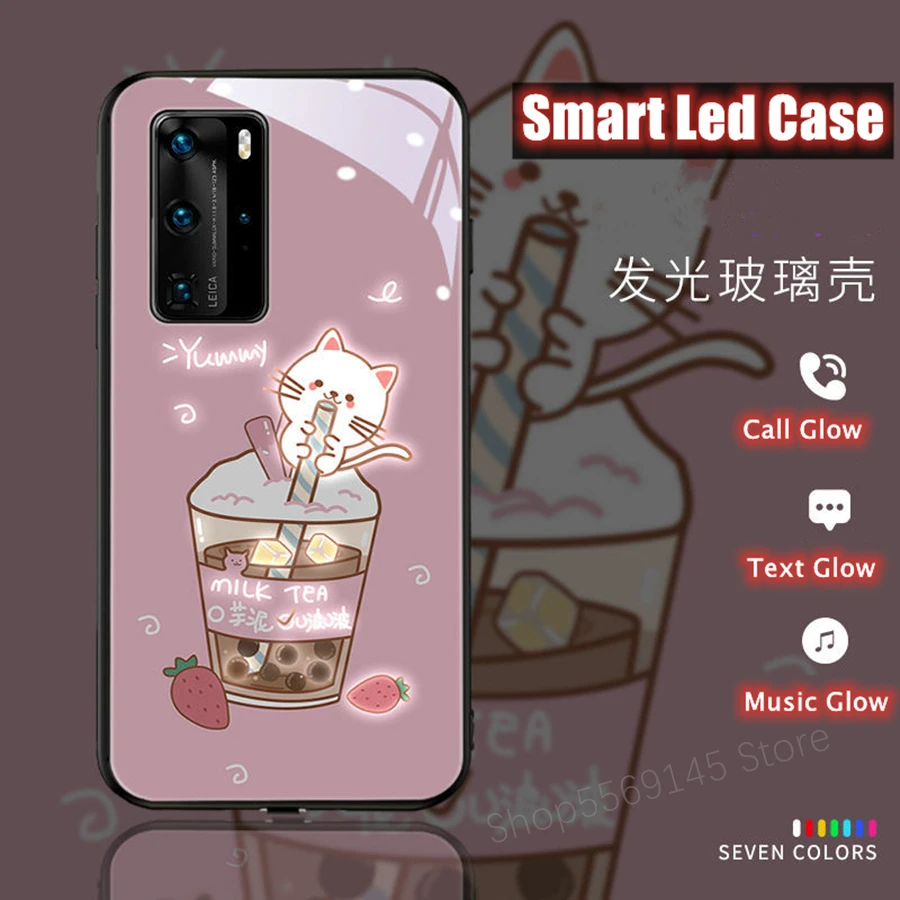 Противоударный стеклянный чехол с подсветкой для звонков Huawei P30 P20 P40 Pro