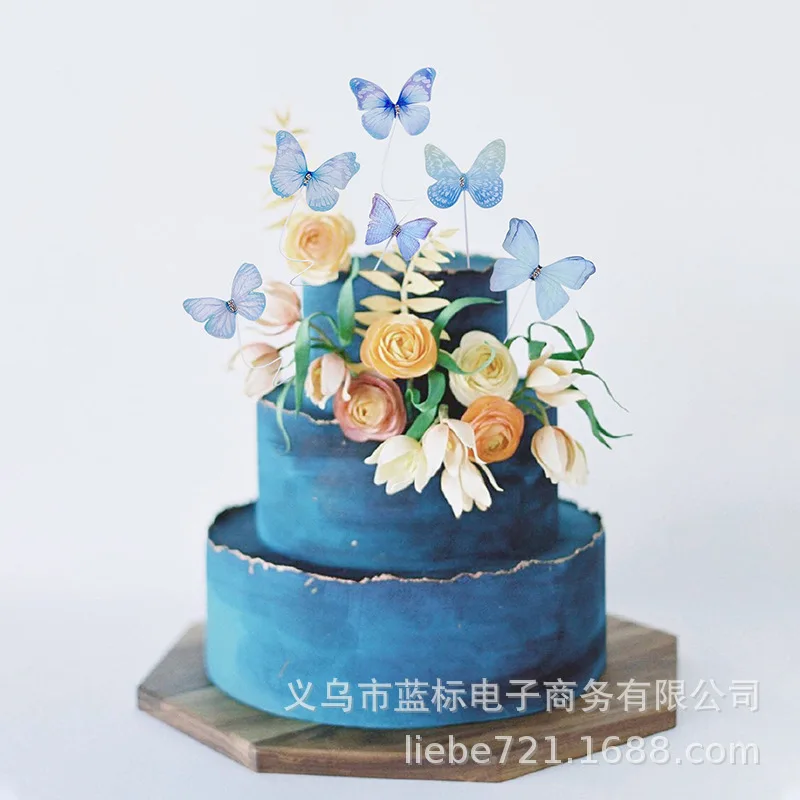 

6pcs Butterfly Chiffon Valentine's Day Cake Topper Pink Butterfly Birthday Cake Topper for Birthday Party Baking Cake Decoration