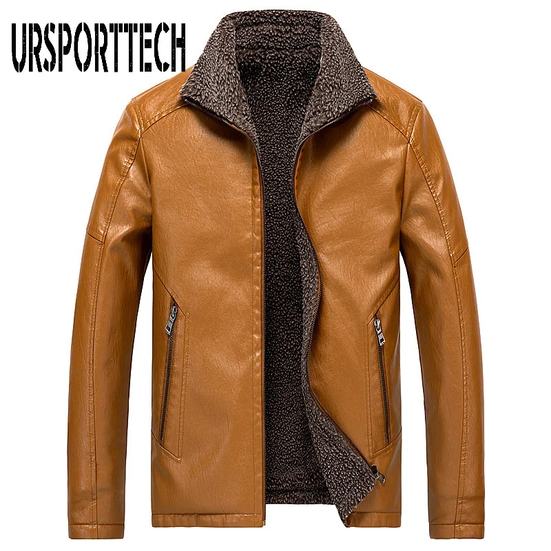 Мужская длинная куртка из ПУ кожи с искусственным мехом размеры до 7xl|Куртки