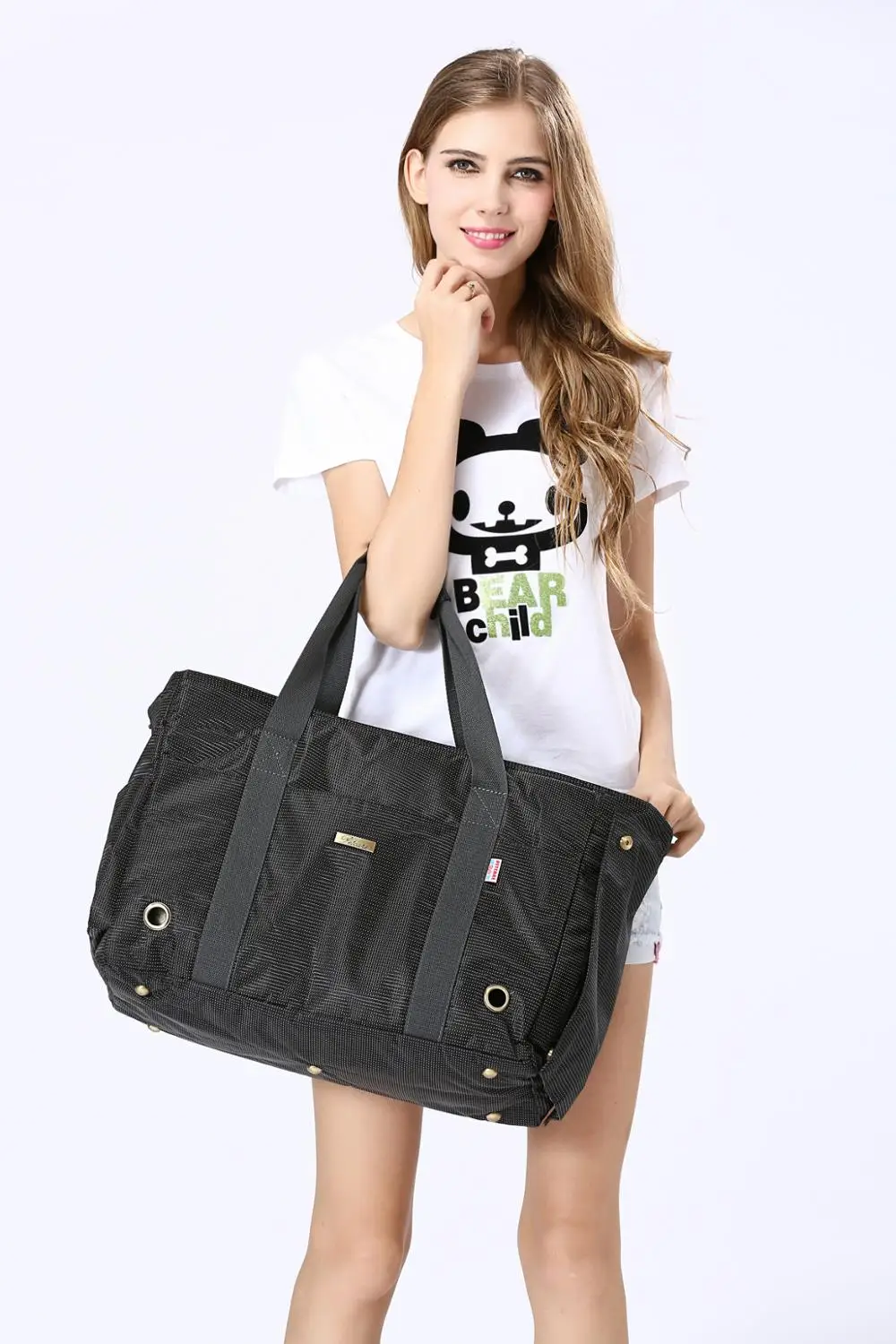 Сумка-переноска для собак и кошек Нейлоновая Сумочка из черного жаккарда с