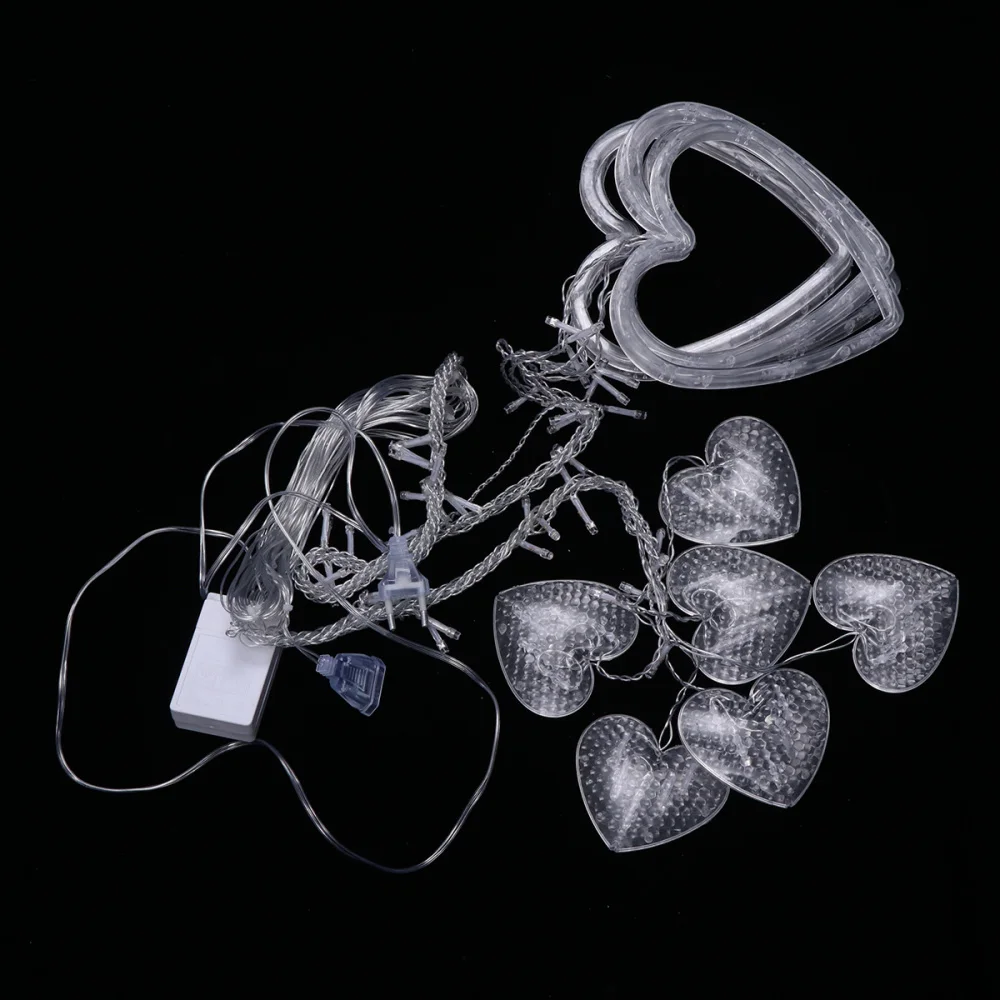 

LED Hearts String Lights Fairy Curtain Light Window Wall Decor for Christmas Wedding Party with Plug (Warm White)