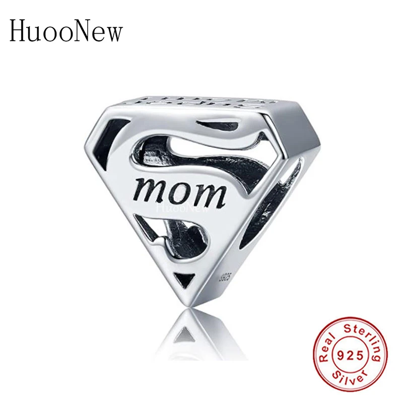 

Fit Original Charm Bracelet Authentic 925 Sterling Silver Female Super Mom Symbol Bead For Making Women Mother's Day Berloque