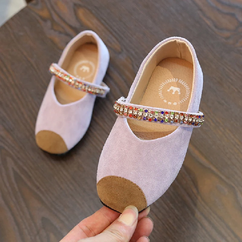 Разноцветные детские танцевальные туфли стразы на плоской подошве размер 21-30