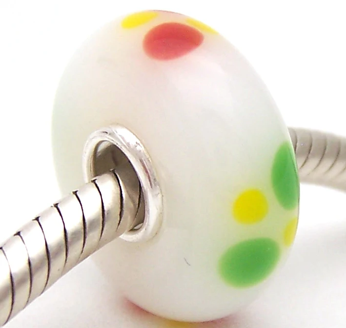 

PJG2602 100% S925 Sterling Silver Beads Murano Glass beads Fit European Charms Bracelet charms diy jewelry Lampwork GlassBeads