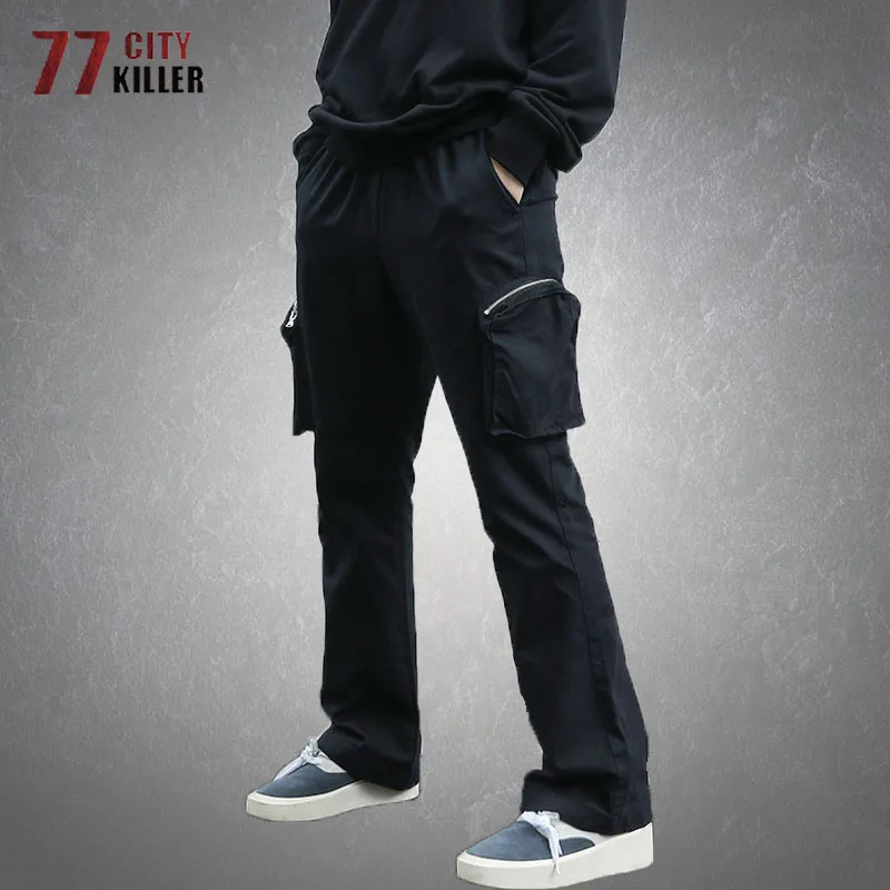 

Брюки-карго мужские повседневные, свободные прямые тактические штаны с несколькими карманами, Универсальные однотонные спортивные штаны д...