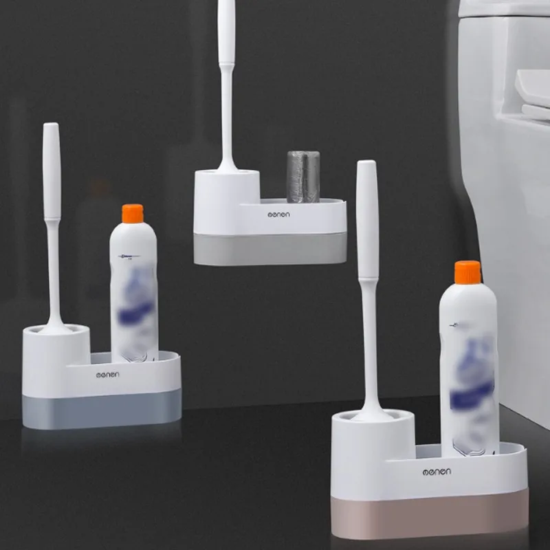 

New TPR Silicone Head Toilet Brush Quick Draining Clean Tool Wall-Mount Or Floor-Standing Cleaning Brush Bathroom Accessories
