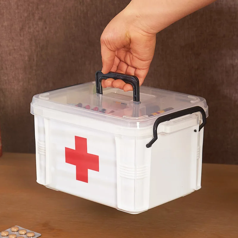 First Aid Kit Medicine Chest Holder Storage Box Multi-layer Emergency Kits Cabinet Security Safety Home Rangement Organizer