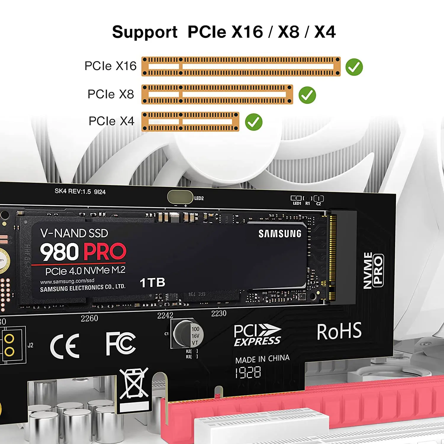 Адаптер ZoeRax NVME Pro M.2 SSD на PCIe 4 0 видеокарты Pcie для ПК звуковая карта pci express m2 адаптер