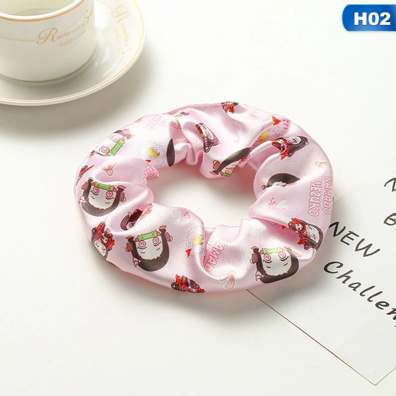 

Anime Demon Slayer Kimetsu No Yaiba Hair Rope Ladies Hair Tie Striped Lady Scrunchies Ponytail Hair Female Girl Holder Rope