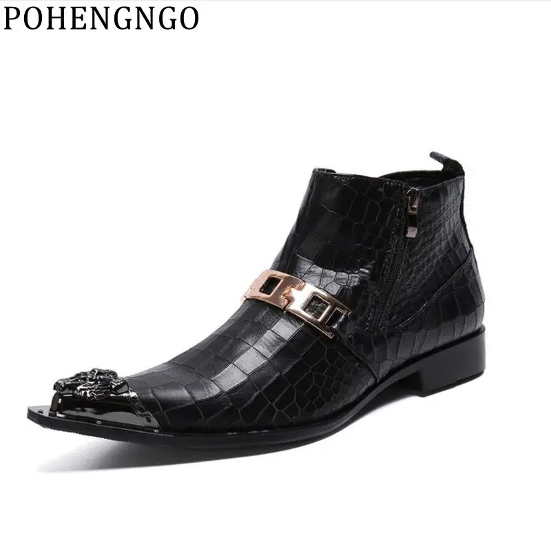 Мужские ботинки челси из змеиной кожи черные мотоциклетные в западном стиле