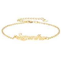 samantha name bracelet women girl jewelry stainless steel gold plated nameplate pendant femme mother girlfriend best gift