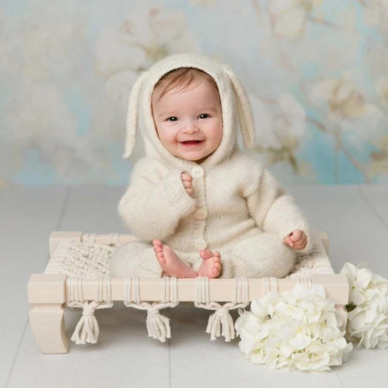 Newborn Photography Props Hand-woven Chair Baby Photo Shooting Crib with Tassels D5QA | Мать и ребенок